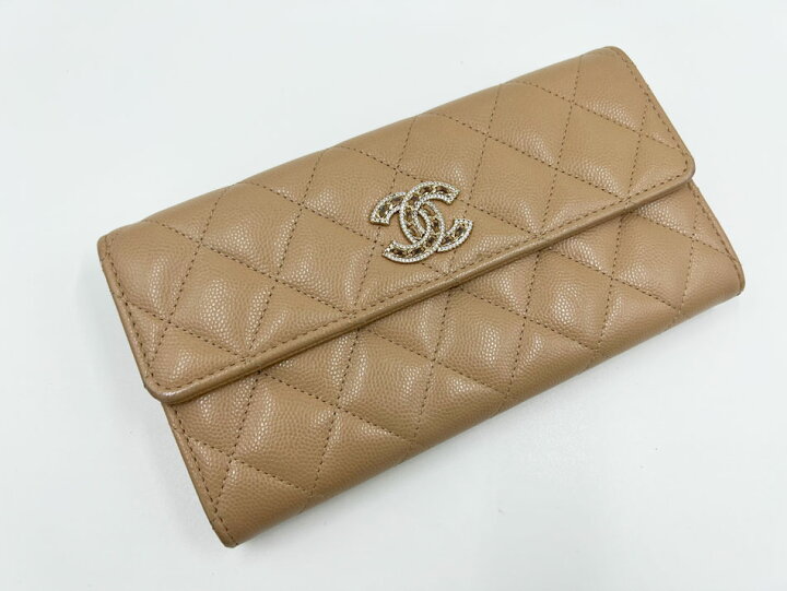 楽天市場】CHANEL シャネル キャビアスキン ロングフラップウォレット 