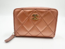 CHANEL シャネル マトラッセ コインケース 小銭入れ コンパクト財布 ラムスキン ピンクゴールド シャンパンゴールド金具 ランダムシリアル 美品【中古】