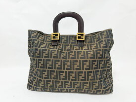 FENDI フェンディ トートバッグ ズッカ柄 キャンバス レザー ブラウン ヴィンテージ 美品【中古】