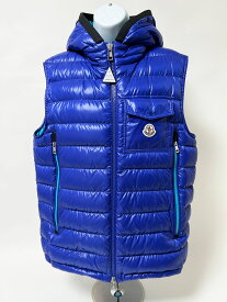 MONCLER モンクレール メンズ ダウンベスト RAGOT GILET フード ジレ Mid Blueブルー エメラルド サイズ：3 美品【中古】