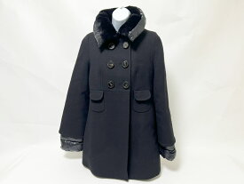 MONCLER モンクレール レディース ダウンコート CALAIS ウール ナイロン ラヴィット ファー襟巻 ブラック サイズ:2【中古】