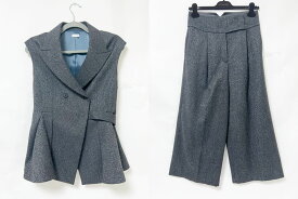 COLUMN コラム セットアップ ベスト ジレ パンツ レディース グレー サイズ：38 美品 【中古】