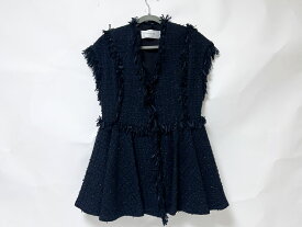ADORE アドーア レディース コットンチェック ツィード ジレ ベスト ネイビー サイズ：38 531-5150201 美品 【中古】