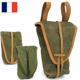 フランス軍 キャンバス レザー ツールポーチ デッドストック BP155NN 仏軍 フレンチアーミー BAG バッグ カバン コンパクト 小型 スモール コットンリネン 工具入れ 実物ミリタリー 軍モノ 軍物 未使用品