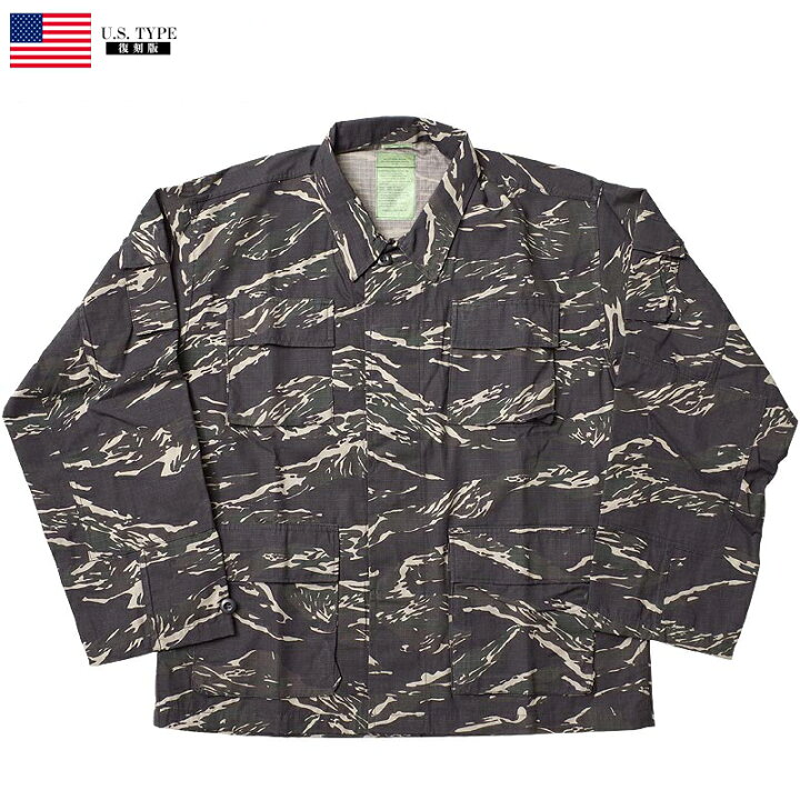 楽天市場】米軍タイプ BDUジャケット ブラックタイガーカモ リップス 