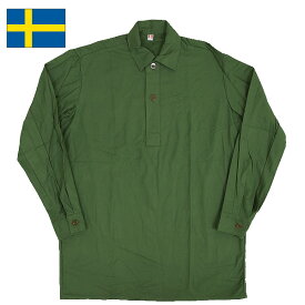 スウェーデン軍 M-55 プルオーバーシャツ スクエアボトム 長袖 デッドストック JS027NN M55 メンズ コットンシャツ ミリタリーシャツ カジュアルシャツ SWD ロングスリーブ