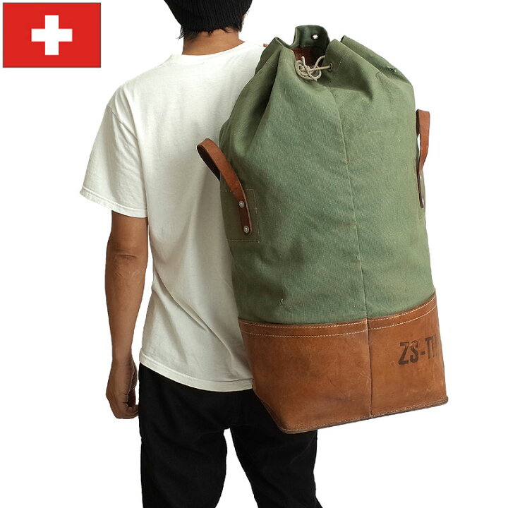 楽天市場】スイス軍 マウンテンダッフルバッグ レザーボトム USED 