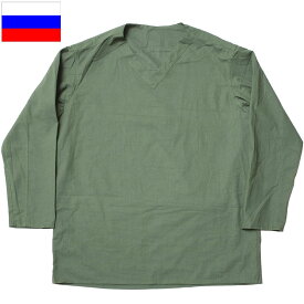 1点ならメール便可 ロシア軍 スリーピングシャツ サマー Vネック オリーブ デッドストック JS169NN 実物ミリタリー パジャマ ルームウェア 部屋着 インナー プルオーバー 薄手 コットン 綿 グリーン 緑