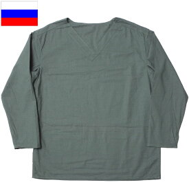 1点ならメール便可 ロシア軍 スリーピングシャツ サマー Vネック グレー デッドストック JS169NN 実物ミリタリー パジャマ ルームウェア 部屋着 インナー プルオーバー 薄手 コットン 綿 チャコール