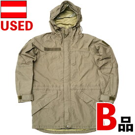 【B品】 オーストリア軍 アルパイン ゴアテックスパーカー オリーブ USED JP111UN【返品交換不可】GORE-TEX 防水 透湿 防風 3レイヤー マウンテン フード付き レインジャケット アウター コンバット フィールド カジュアル