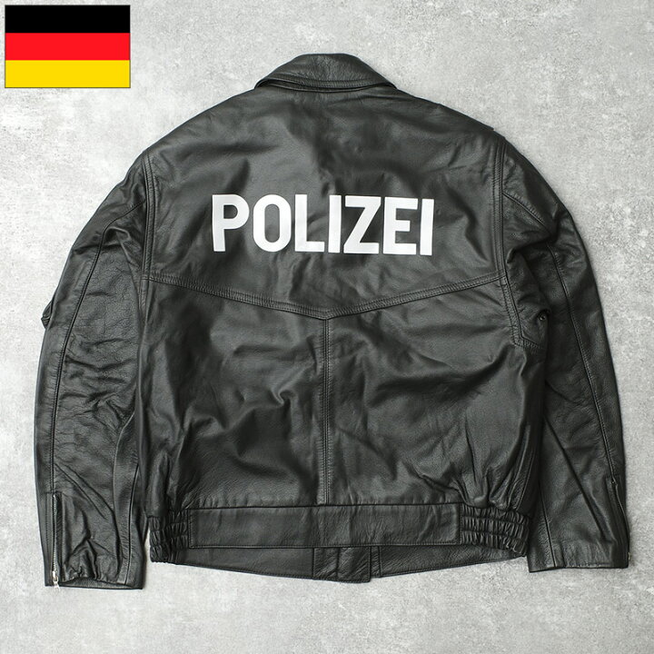 楽天市場】ドイツ ポリス レザージャケット ブラック POLIZEIロゴ USED 