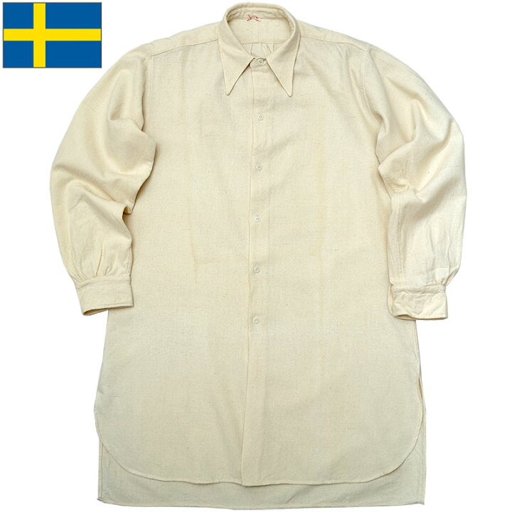 楽天市場】スウェーデン軍 ウールリネン 長袖シャツ ロング丈 オフ  