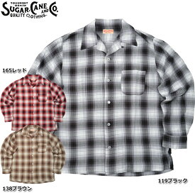 SUGAR CANE シュガーケーン #SC29263 長袖 レーヨン オンブレチェック オープンシャツメンズ 男性 トップス ロングスリーブ アメカジ カジュアル ヴィンテージ風 薄手 春 秋