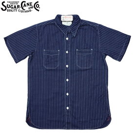 SUGAR CANE シュガーケーン #SC36267A 半袖 FICTION ROMANCE 8.5oz. ウォバッシュストライプ ワークシャツメンズ 男性 トップス 縦縞 アメカジ CALICO インディゴ ネイビーブルー