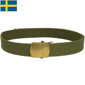 1点ならメール便可 スウェーデン軍 トラウザーズベルト コットンキャンバス ゴールドバックル USED SB084UN SWD ウェブ ガチャベルト カジュアル アメカジ 男性 メンズ 女性 レディース 実物ミリタリー 軍物 軍モノ