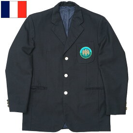 フランス ミリタリースクール ブレザー ネイビー 3ボタン USED JJ325NN 制服 テーラードジャケット 上着 シングル 紺 3釦 メタルボタン 男性 メンズ 秋 冬 春 実物 本物