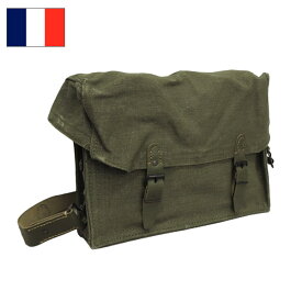 フランス軍 キャンバスレザーショルダーバッグ L デッドストック BS037UN