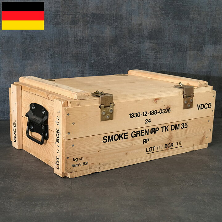 楽天市場】ドイツ軍 スモークグレネード ウッドボックス 62x41x25cm 