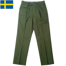 スウェーデン軍 M59 ドレスパンツ ポリコットン グリーン デッドストック PP414NN SWD M-59 ワンタック トラウザーズ ズボン ワークパンツ ワーカー 軍パン 男性 メンズ 実物ミリタリー 軍物 軍モノ
