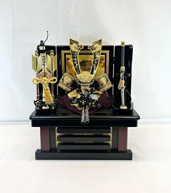 5号 G558-1 中鍬形兜セット 黒収納 三曲 屏風 弓太刀付き五月人形　兜飾り　コンパクト　端午の節句　初節句　お祝い　こどもの日　海外へのお土産　こだわりの兜　日本文化　日本伝統　日本土産　菖蒲の節句　節句飾り　かぶと　虎　龍　竜　伝統工芸