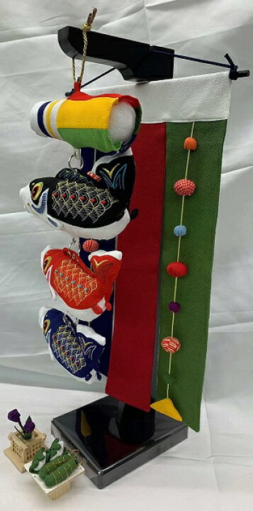 楽天市場】ちりめん鯉のぼり 三色特小(c) ちまき・あやめ付き 