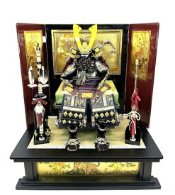 7号　704 赤備之 紺 紺革小桜威 鎧　屏風 弓太刀 飾り台 付き鎧飾り　五月人形　兜飾り　コンパクト　端午の節句　初節句　お祝い　こどもの日　海外へのお土産　こだわりの兜　日本文化　日本伝統　日本土産　菖蒲の節句　節句飾り 伝統工芸