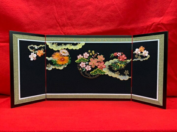 楽天市場】屏風 15号天龍 花丸 刺繍 屏風 雛人形 雛道具 桃の節句 