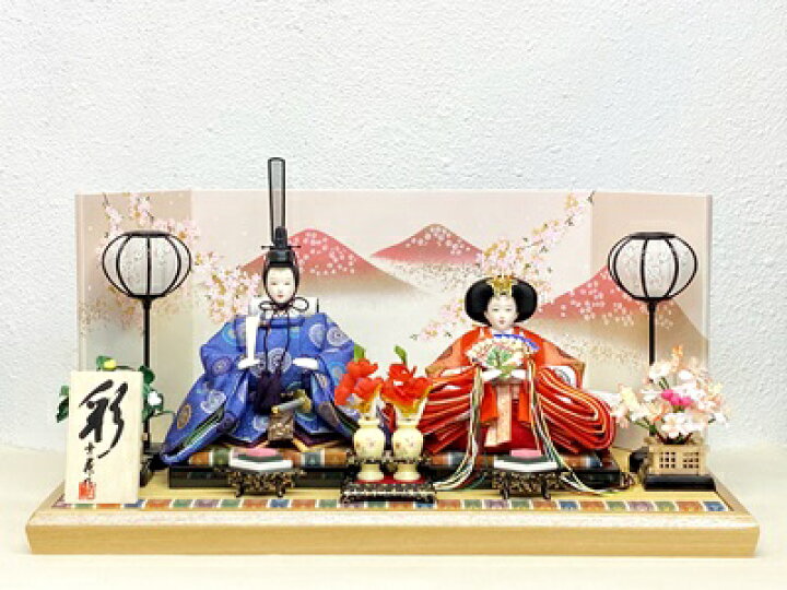 楽天市場】雛人形 芥子 親王飾り 山に桜 屏風畳台飾り 吉藤作親王飾り 