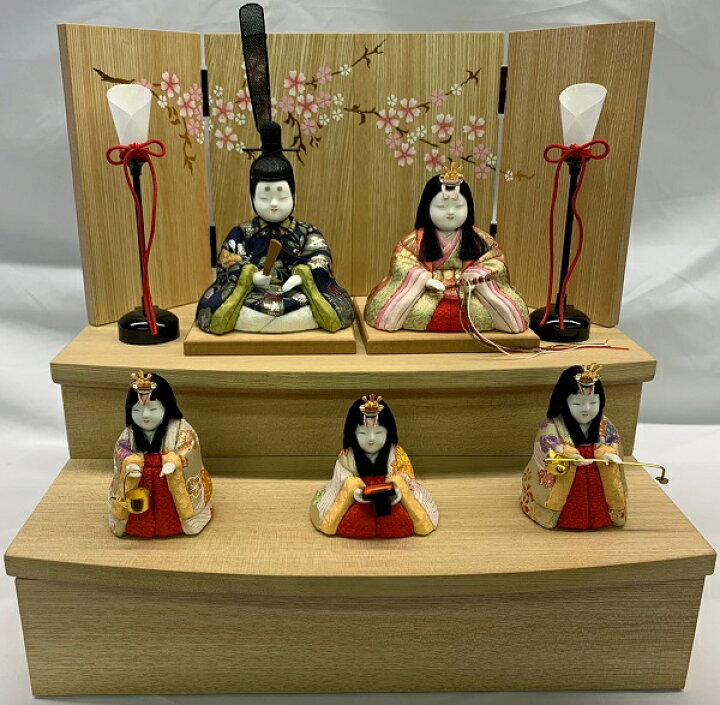 楽天市場】雛人形 真多呂 オリジナル東山雛 5人 34x2 桜 飾台・屏風 