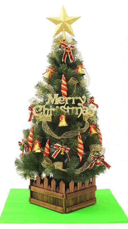 NEW 待望 クリスマスツリーセット オリジナルツリー １００球ＬＥＤライト １２０ｃｍスリム装飾ライト付ツリーセット29-1ミニディズニー 装飾品付 木枠