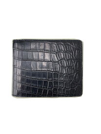 クロコダイル 二つ折り財布 山本製鞄 メンズ 日本製 本革 ネイビー