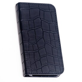クロコダイル Iphone14proケース 山本製鞄 メンズ 日本製 本革 ブラック