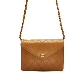 CHANEL【シャネル】ビコローレ Vフラップ プッシュロック チェーンショルダー ラムスキン イエローブラウン（ゴールド金具）レディースバッグ レディースショルダーバッグ ショルダーバッグ ハイブランド【中古】【送料無料】