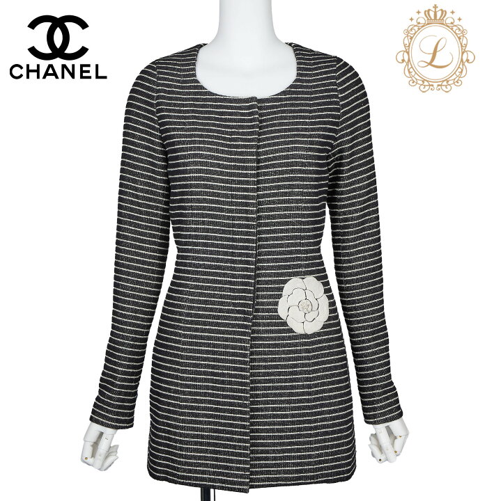 楽天市場】【返品可】CHANEL シャネル カメリア ボーダー ジャケット 