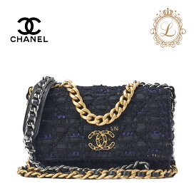 CHANEL シャネル ショルダーバッグ トートバッグ シャネル19 マトラッセ チェーンウォレット ツイード 黒×ブルー ゴールド×シルバー金具　レディースバッグ　ブランド【中古】【送料無料】