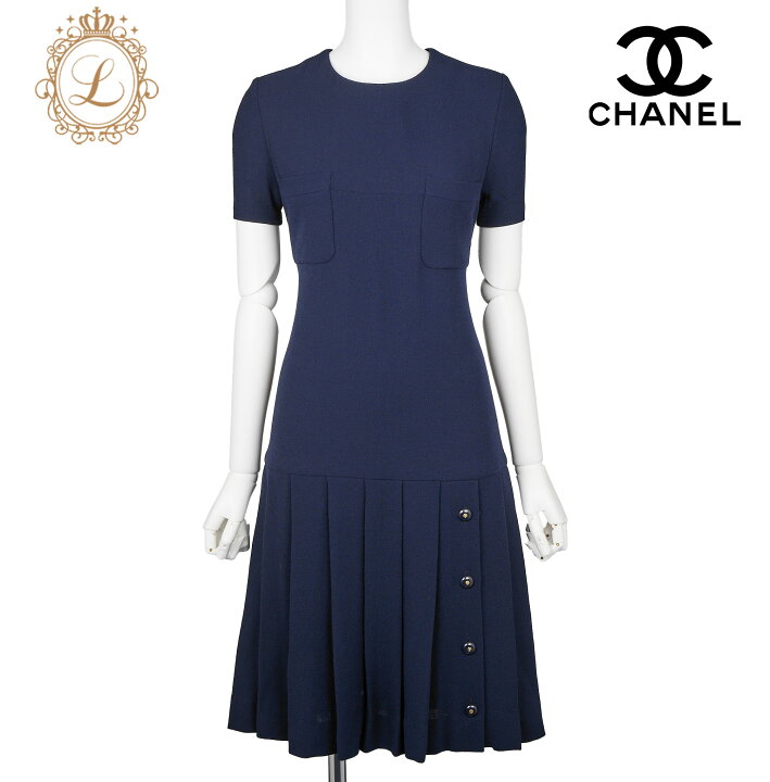 楽天市場】【返品可】CHANEL シャネル ココボタン プリーツ ワンピース 