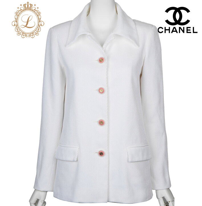楽天市場】【返品可】CHANEL シャネル ココボタン ジャケット 34 白  