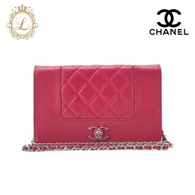 CHANEL シャネル マトラッセ 　マドモアゼル　チェーンウォレット カーフスキン 赤（シルバー金具）レディースウォレット 折財布 レディース財布 【中古】【送料無料】