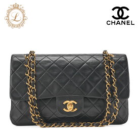 CHANEL シャネル チェーンショルダーバッグ マトラッセ ダブルフラップ 25 ラムスキン 黒 （ゴールド金具）レディース【中古】【送料無料】【SS】