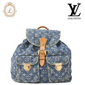 LOUIS VUITTON ルイヴィトン モノグラム デニム サックアドGM M95056　リュック ブルー （ゴールド金具）ショルダーバッグ【中古】【送料無料】