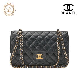 CHANEL シャネル マトラッセ ターンロック ダブルフラップ25 チェーンショルダーバッグ キャビアスキン 黒（ゴールド金具）レディースバッグ ハイブランド【中古】【送料無料】