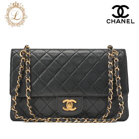 CHANEL シャネル 　チェーンショルダー　マトラッセ ターンロック ストレートフラップ チェーンショルダー ラムスキン 黒（ゴールド金具）レディースバッグ ハイブランド【中古】【送料無料】