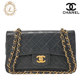 CHANEL シャネル チェーンショルダーバッグ マトラッセ ダブルフラップ 23cm ラムスキン 黒 （ゴールド金具）レディース【中古】【送料無料】