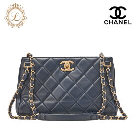 CHANEL シャネル　チェーンショルダー　マトラッセ 　ビコローレ　 カーフスキン 　ネイビー　 ゴールド金具　レディースバッグ　ブランド【中古】【送料無料】