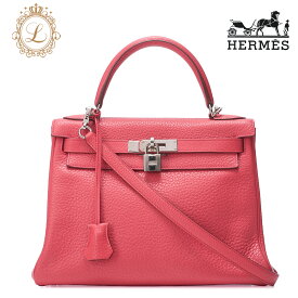 HERMES エルメス 　ケリー28　ハンドバック 　内縫い　トリヨンクレマンス　ブーゲンビリア （シルバー金具）　2way　 レディースバッグ ハイブランド【中古】【送料無料】