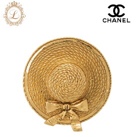 CHANEL シャネル　 麦わら柄　帽子　ブローチ　ゴールド レディースブローチ ハイブランド【中古】【送料無料】