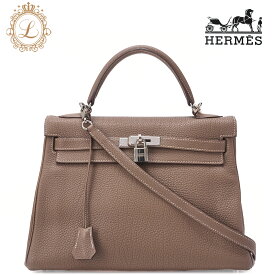 HERMES エルメス 　ケリー32　 ハンドバック　内縫い 　トリヨンクレマンス　エトゥープ（シルバー金具） レディースバッグ ハイブランド【中古】【送料無料】