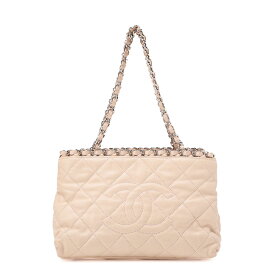 CHANEL シャネル チェーントートバッグ　ココマーク マトラッセ　ラグジュアリーライン　薄ピンク　シルバ－金具　ブランド【中古】【送料無料】