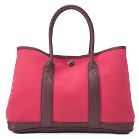 HERMES エルメス ガーデンパーティTPM 　トートバッグ 　トワルオフィシェ　 ローズエクストリーム×ボルドー　シルバー金具 レディースバッグ　ブランド【中古】【送料無料】