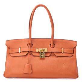 HERMES エルメス 　ショルダーバーキン　 ハンドバッグ 　トリヨンクレマンス　 オレンジ（ゴールド金具）レディースバッグ　ブランド【中古】【送料無料】